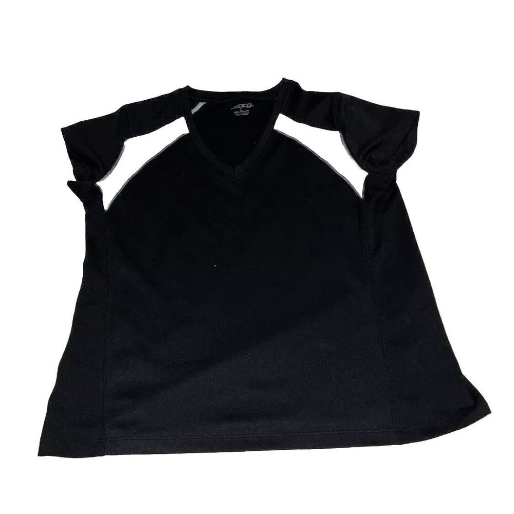 BCG Junior Athletic Large Black & White 100% Polyester Short Sleeve Active Shirt